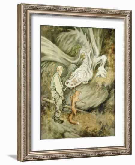 The world do not pay different my dear dragon, 1913 watercolor on paper-Theodor Severin Kittelsen-Framed Giclee Print