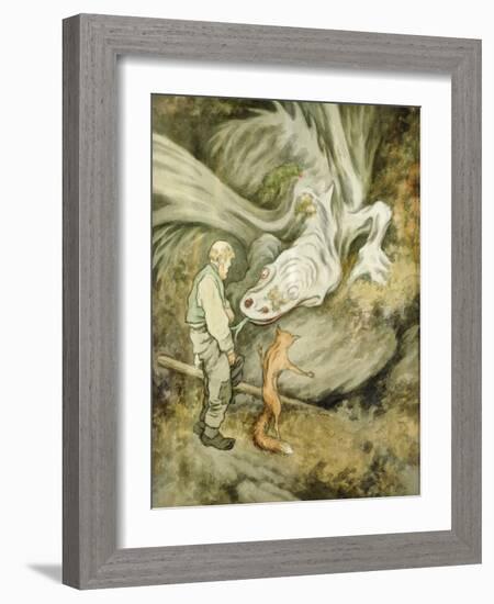 The world do not pay different my dear dragon, 1913 watercolor on paper-Theodor Severin Kittelsen-Framed Giclee Print