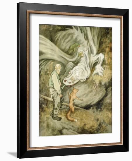 The world do not pay different my dear dragon, 1913 watercolor on paper-Theodor Severin Kittelsen-Framed Giclee Print