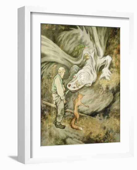 The world do not pay different my dear dragon, 1913 watercolor on paper-Theodor Severin Kittelsen-Framed Giclee Print
