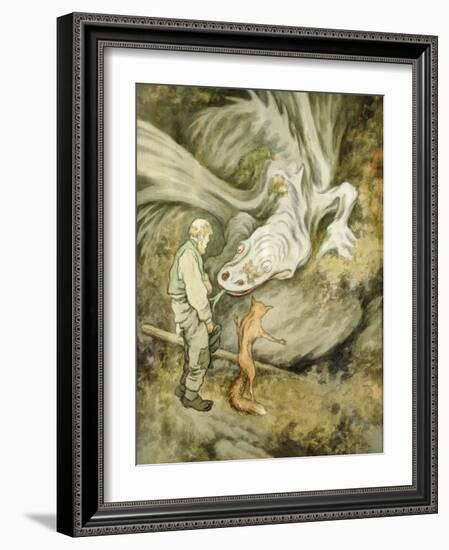 The world do not pay different my dear dragon, 1913 watercolor on paper-Theodor Severin Kittelsen-Framed Giclee Print