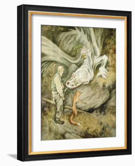 The world do not pay different my dear dragon, 1913 watercolor on paper-Theodor Severin Kittelsen-Framed Giclee Print