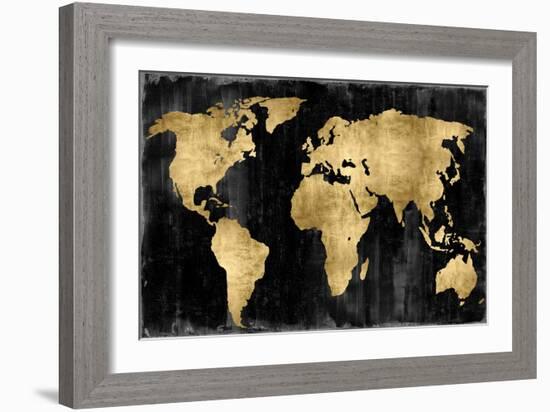 The World - Gold on Black-Russell Brennan-Framed Art Print