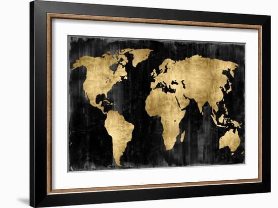 The World - Gold on Black-Russell Brennan-Framed Art Print