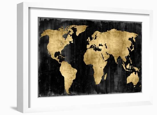 The World - Gold on Black-Russell Brennan-Framed Art Print