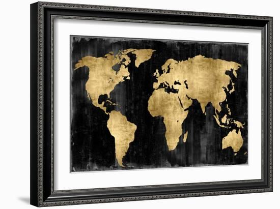 The World - Gold on Black-Russell Brennan-Framed Art Print