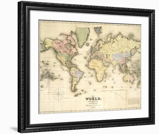 The World, on Mercator's Projection-David H^ Burr-Framed Premium Giclee Print