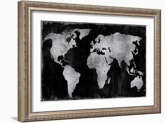 The World - Silver on Black-Russell Brennan-Framed Art Print