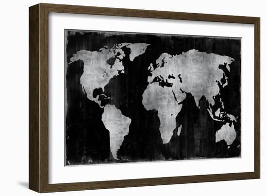 The World - Silver on Black-Russell Brennan-Framed Art Print