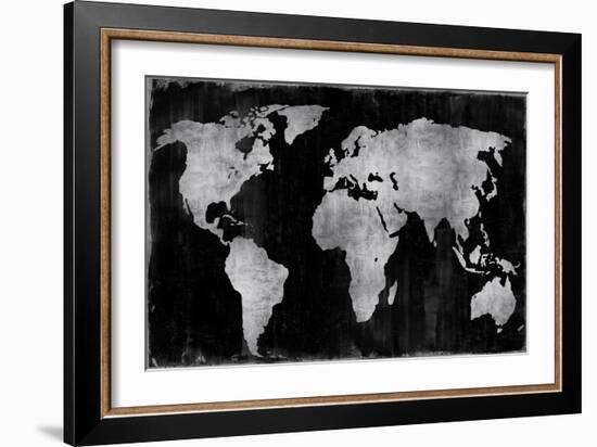 The World - Silver on Black-Russell Brennan-Framed Art Print