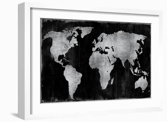 The World - Silver on Black-Russell Brennan-Framed Art Print