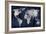 The World - Silver on Blue-Russell Brennan-Framed Art Print