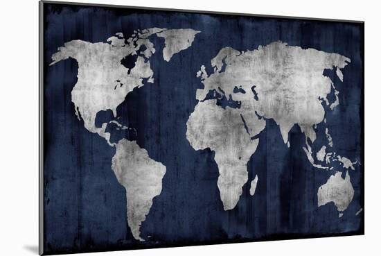 The World - Silver on Blue-Russell Brennan-Mounted Art Print