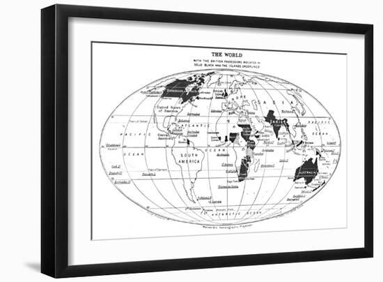 'The World with the British Possessions Indicated in Solid Black and the Islands Underlined', 1924-Unknown-Framed Giclee Print