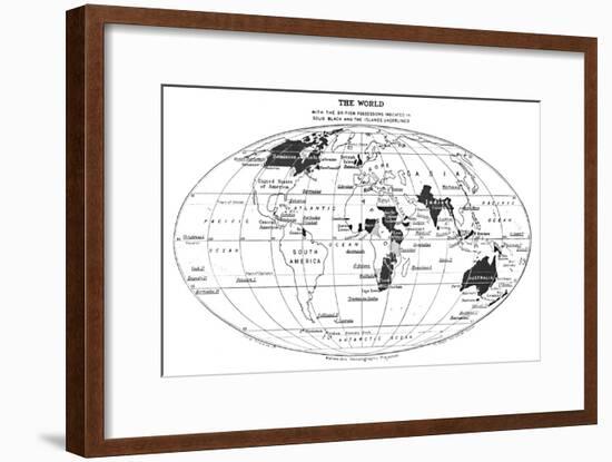 'The World with the British Possessions Indicated in Solid Black and the Islands Underlined', 1924-Unknown-Framed Giclee Print