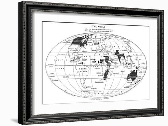 'The World with the British Possessions Indicated in Solid Black and the Islands Underlined', 1924-Unknown-Framed Giclee Print