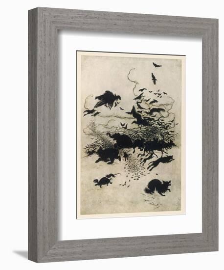 The Wren and the Bear-Arthur Rackham-Framed Art Print