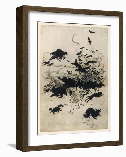 The Wren and the Bear-Arthur Rackham-Framed Art Print