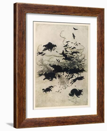 The Wren and the Bear-Arthur Rackham-Framed Art Print