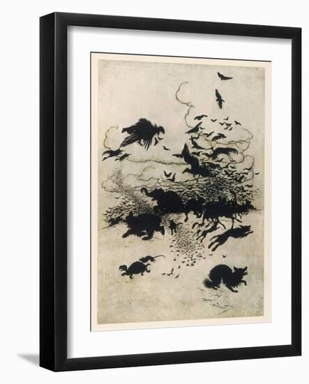 The Wren and the Bear-Arthur Rackham-Framed Art Print