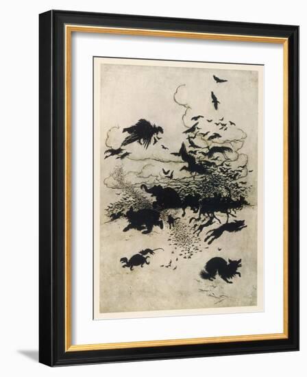 The Wren and the Bear-Arthur Rackham-Framed Art Print