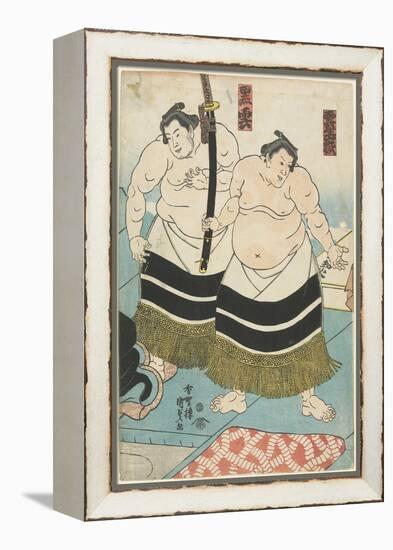 The Wrestlers Unjodake and Kurokumo, 1843-1847-Utagawa Kunisada-Framed Premier Image Canvas