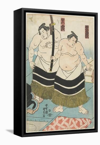 The Wrestlers Unjodake and Kurokumo, 1843-1847-Utagawa Kunisada-Framed Premier Image Canvas