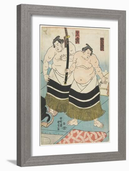 The Wrestlers Unjodake and Kurokumo, 1843-1847-Utagawa Kunisada-Framed Giclee Print