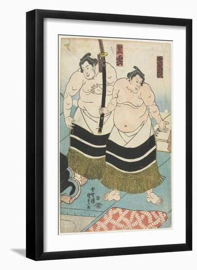 The Wrestlers Unjodake and Kurokumo, 1843-1847-Utagawa Kunisada-Framed Giclee Print