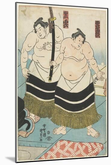 The Wrestlers Unjodake and Kurokumo, 1843-1847-Utagawa Kunisada-Mounted Giclee Print