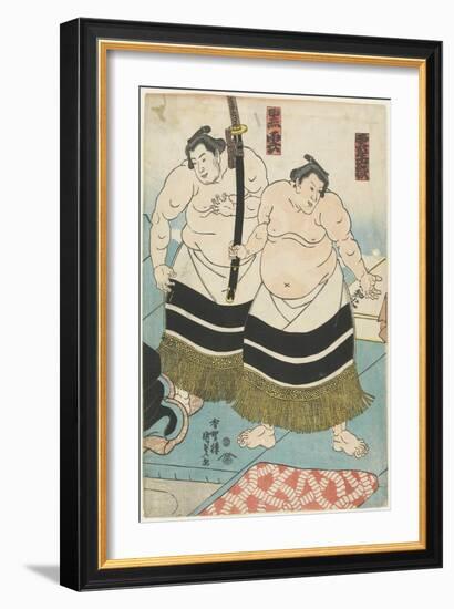 The Wrestlers Unjodake and Kurokumo, 1843-1847-Utagawa Kunisada-Framed Giclee Print