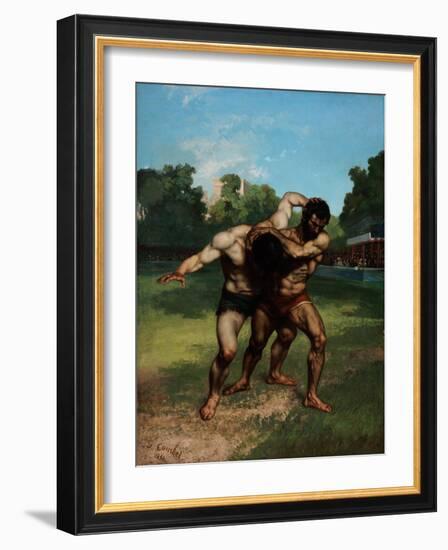 The Wrestlers-Gustave Courbet-Framed Giclee Print