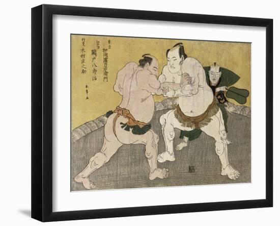 The Wrestling Match Between Kimenzan Tanigoro and Edogasaki Gemji-Okada Beisanjin-Framed Giclee Print