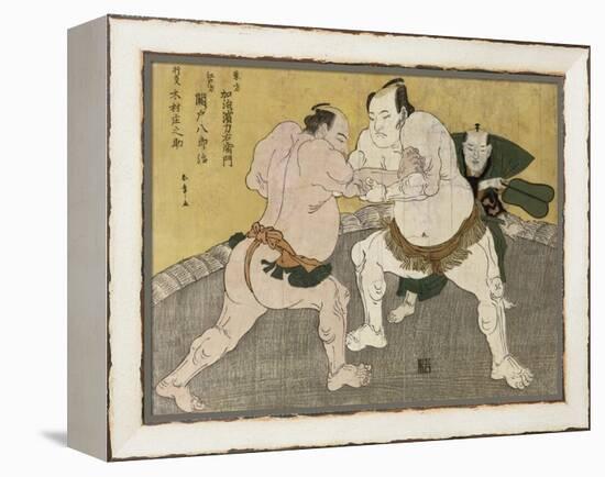 The Wrestling Match Between Kimenzan Tanigoro and Edogasaki Gemji-Okada Beisanjin-Framed Premier Image Canvas