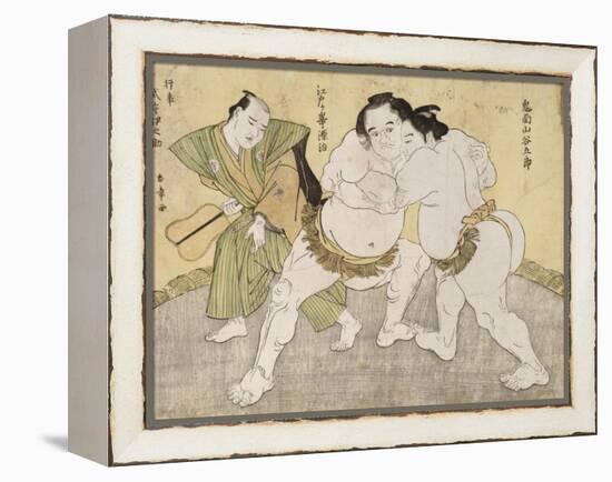 The Wrestling Match Between Kimenzan Tanigoro and Edogasaki Gemji-Okada Beisanjin-Framed Premier Image Canvas