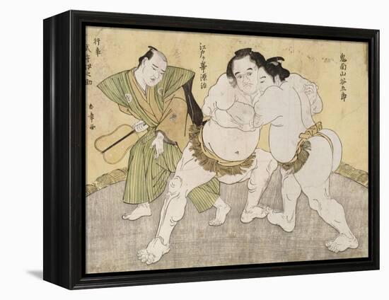 The Wrestling Match Between Kimenzan Tanigoro and Edogasaki Gemji-Okada Beisanjin-Framed Premier Image Canvas