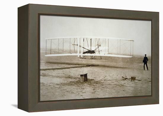 The Wright Brothers Making their First Powered Flight, 17th December, 1903-null-Framed Premier Image Canvas