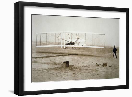 The Wright Brothers Making their First Powered Flight, 17th December, 1903-null-Framed Giclee Print