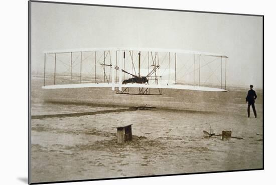 The Wright Brothers Making their First Powered Flight, 17th December, 1903-null-Mounted Giclee Print