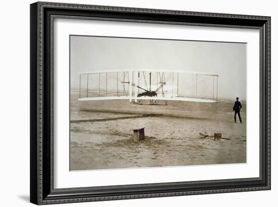 The Wright Brothers Making their First Powered Flight, 17th December, 1903-null-Framed Giclee Print