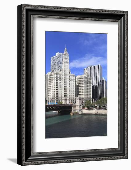 The Wrigley Building and Chicago River, Chicago, Illinois, United States of America, North America-Amanda Hall-Framed Photographic Print