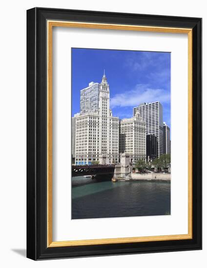 The Wrigley Building and Chicago River, Chicago, Illinois, United States of America, North America-Amanda Hall-Framed Photographic Print