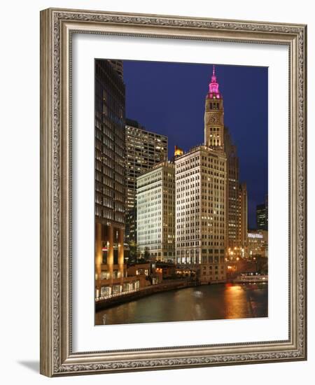 The Wrigley Building in the Loop in Chicago on a Rainy Day, USA-David Bank-Framed Photographic Print