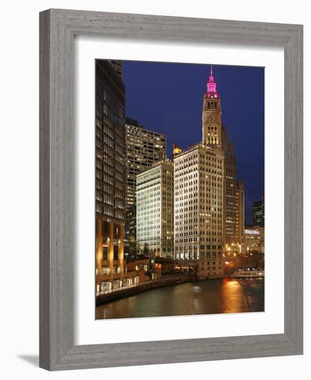 The Wrigley Building in the Loop in Chicago on a Rainy Day, USA-David Bank-Framed Photographic Print