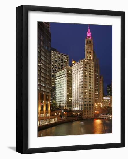 The Wrigley Building in the Loop in Chicago on a Rainy Day, USA-David Bank-Framed Photographic Print