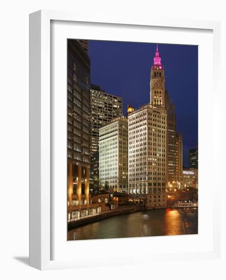 The Wrigley Building in the Loop in Chicago on a Rainy Day, USA-David Bank-Framed Photographic Print