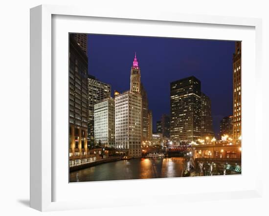 The Wrigley Building in the Loop in Chicago on a Rainy Day, USA-David Bank-Framed Photographic Print