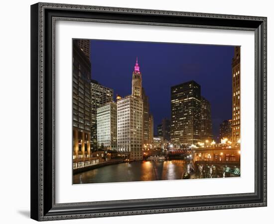 The Wrigley Building in the Loop in Chicago on a Rainy Day, USA-David Bank-Framed Photographic Print