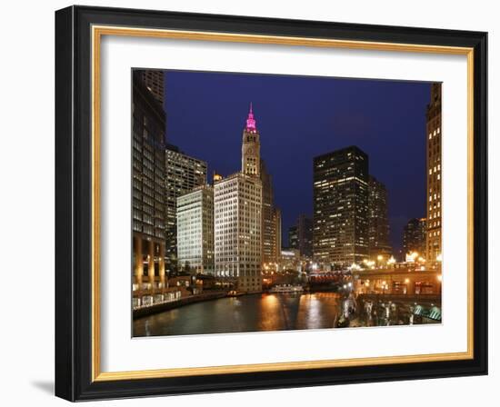 The Wrigley Building in the Loop in Chicago on a Rainy Day, USA-David Bank-Framed Photographic Print