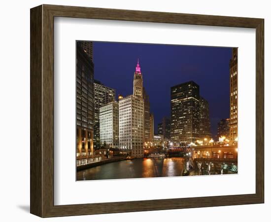 The Wrigley Building in the Loop in Chicago on a Rainy Day, USA-David Bank-Framed Photographic Print